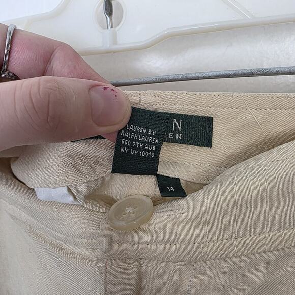 Lauren Ralph Lauren Butter Yellow Silk Linen Wide Leg Beachy Pants Size 14 - Picture 4 of 8